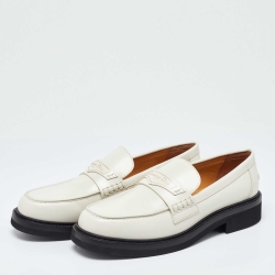 Pre Owned Dior White Leather Boy Slip On Loafers Size 40