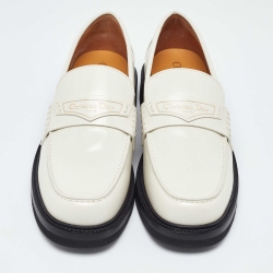 Pre Owned Dior White Leather Boy Slip On Loafers Size 40