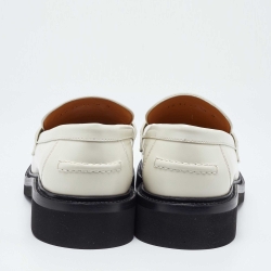 Pre Owned Dior White Leather Boy Slip On Loafers Size 40