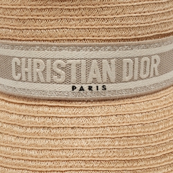 مملوكة مسبقًا Christian Dior Beige Straw Dioresort Large Brim Hat