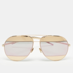 Pre Owned Dior Gold/Silver Mirrored DiorSplit1 Aviator Sunglasses