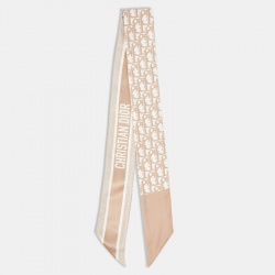 Pre Owned Dior Beige Oblique Silk Mitzah Scarf