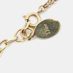 Dior Oblique Crystal Logo Gold Tone Bracelet
