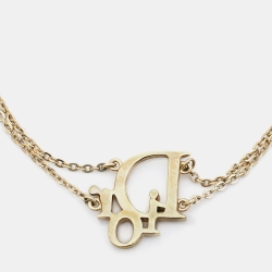 Dior Oblique Crystal Logo Gold Tone Bracelet