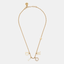 Pre Owned Dior Dio(r)evolution Crystal Gold Tone Necklace