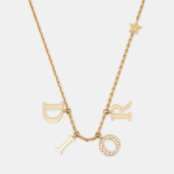 Pre Owned Dior Dio(r)evolution Crystal Gold Tone Necklace