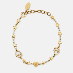 Pre Owned Dior CD Crystal Gold Tone Bracelet