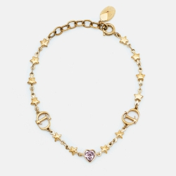 Pre Owned Dior CD Crystal Gold Tone Bracelet
