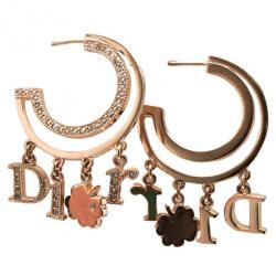 Dior Crystal Hoop Lucky Charm Crystal Earrings