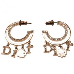 Pre Owned Dior Crystal Hoop Lucky Charm Crystal Earrings