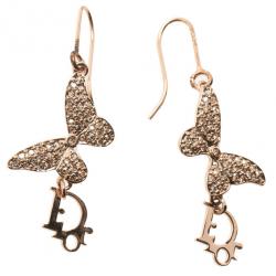 Pre Owned Dior Butterfly Crystal Earrings
