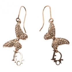 Pre Owned Dior Butterfly Crystal Earrings
