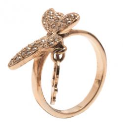 Pre Owned Dior Butterfly Crystal Ring Size 50