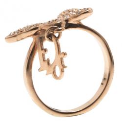 Pre Owned Dior Butterfly Crystal Ring Size 50