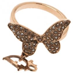 Pre Owned Dior Butterfly Crystal Ring Size 50