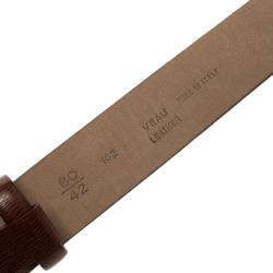 Pre Owned Dior Brown Leather Gold Buckle Belt 80cm