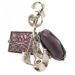 مملوكة مسبقًا Dior Crystal Embellished Silver Tone Brooch