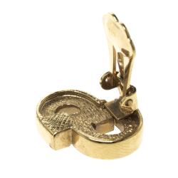 Pre Owned أقراط ديور ذهبية اللون مرصعة كريستال بكلبس