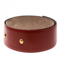 مملوكة مسبقًا Dior Red Leather Logo Embellished Waist Belt 85cm