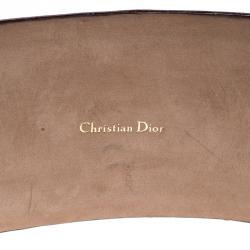 مملوكة مسبقًا Dior Red Leather Logo Embellished Waist Belt 85cm