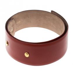 مملوكة مسبقًا Dior Red Leather Logo Embellished Waist Belt 85cm