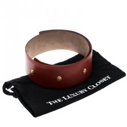 مملوكة مسبقًا Dior Red Leather Logo Embellished Waist Belt 85cm