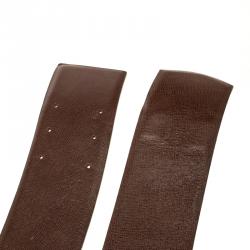 مملوكة مسبقًا Dior Brown Leather Logo Embellished Waist Belt 85cm