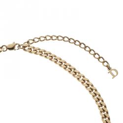 Pre Owned Dior Crystal Rose Gold Tone Chain Choker Necklace 