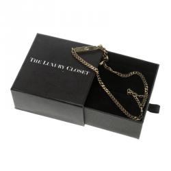 Pre Owned Dior Crystal Rose Gold Tone Chain Choker Necklace 