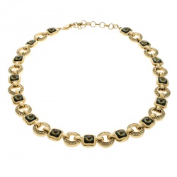Pre Owned Dior Crystal Gold Tone Geometric Link Necklace