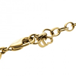 Pre Owned Dior Crystal Gold Tone Geometric Link Necklace