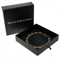 Pre Owned Dior Crystal Gold Tone Geometric Link Necklace