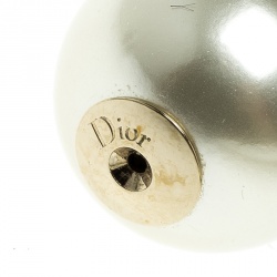 Pre Owned Dior Tribales Cream Faux Pearl Gold Tone Stud Earrings