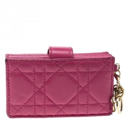 مملوكة مسبقًا Dior Fuchsia Cannage Leather Gusset Card Holder