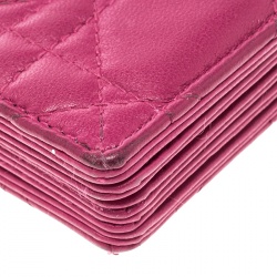 مملوكة مسبقًا Dior Fuchsia Cannage Leather Gusset Card Holder
