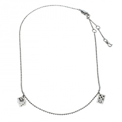 Pre Owned Dior Dice Charms Silver Tone Chain Necklace 