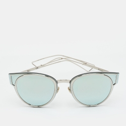 Pre Owned Dior Silver Tone/Grey Mirrored 010DC DiorSculpt Cat-Eye Sunglasses