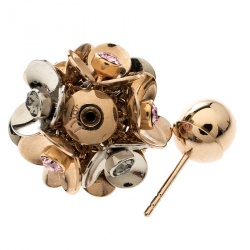 مملوكة مسبقًا Dior Tribale Crystal Two Tone Flower Stud Earrings
