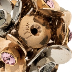 مملوكة مسبقًا Dior Tribale Crystal Two Tone Flower Stud Earrings