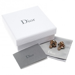 مملوكة مسبقًا Dior Tribale Crystal Two Tone Flower Stud Earrings