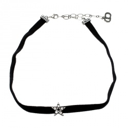 Pre Owned Dior D Porte-Bonheur Crystal Black Velvet Choker