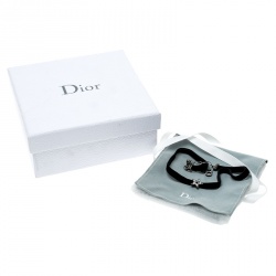Pre Owned Dior D Porte-Bonheur Crystal Black Velvet Choker