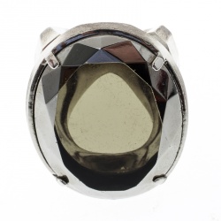Pre Owned Dior Oval Crystal Silver Tone Oversized Ring Size 57