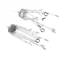 Pre Owned Dior Heart Crystal Embellished Silver Tone Long Tassel Hook Earrings 