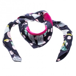 Pre Owned Dior Croquis de Broderies Multicolor Floral Printed Silk Square Scarf