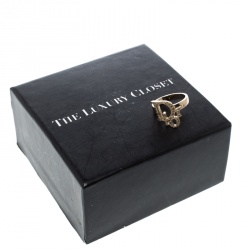 Pre Owned خاتم ديور شعار مرصع كريستال ذهب وردي اللون مقاس 54