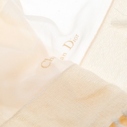 مملوكة مسبقًا Dior Cream Silk and Mohair Tassel Edged Scarf
