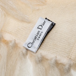 مملوكة مسبقًا Dior Cream Silk and Mohair Tassel Edged Scarf