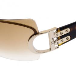 Pre Owned Dior Tortoise Frame Airspeed 1 Shield Sunglasses
