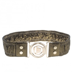 Pre Owned Dior Gold Shimmering Elastic Leather Belt S